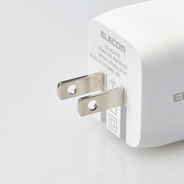 ELECOM エレコム キューブAC充電器 EC-AC4135WH (Type-C 2ポート 最大35W USB Power Delivery PPS 対応) ホワイト
