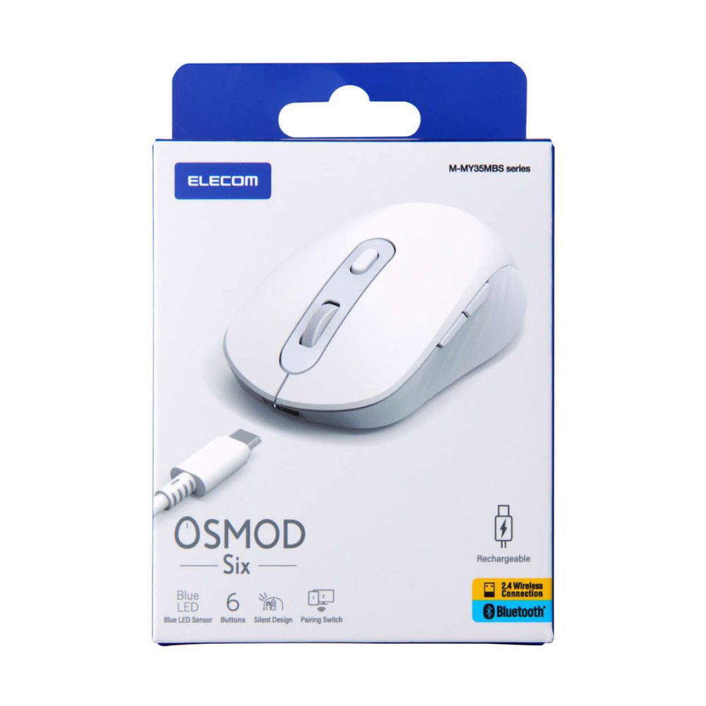 ELECOM エレコム OSMOD Six 無線 充電 静音マウス ( 2.4GHz Bluetooth USBレシーバー収納 BlueLEDセンサー 6ボタン Mサイズ Windows macOS Android iOS iPadOS ChromeOS ) ホワイト