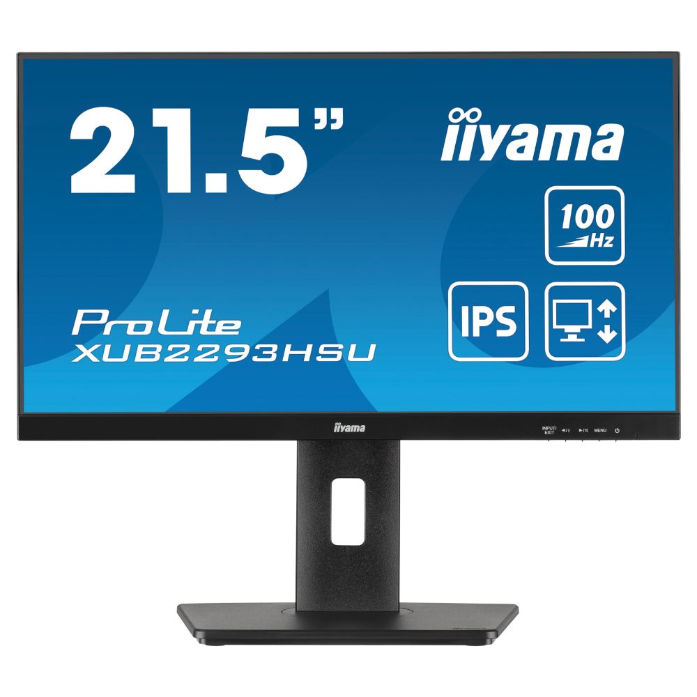 iiyama イイヤマ 21.5インチ IPS 3面ボーダーレスモニター XUB2293HSU-B7（USBハブ、100Hzリフレッシュレート、高さ調節可能なスタンド付き）ブラック