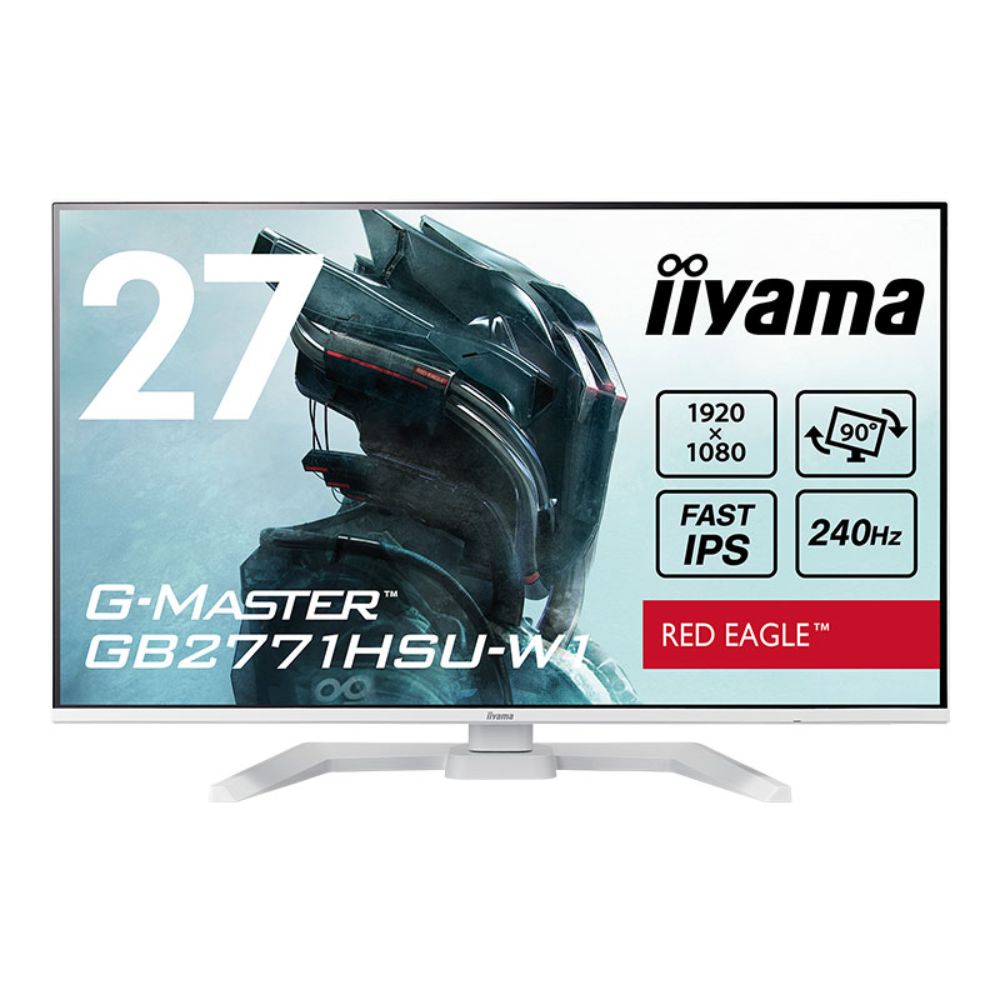 iiyama イイヤマ 27型ゲーミング液晶ディスプレイ G-MASTER GB2771HSU-W1 (ケーブル付属 IPS方式パネル FullHD HDMI、DisplayPort 昇降 回転)ホワイト