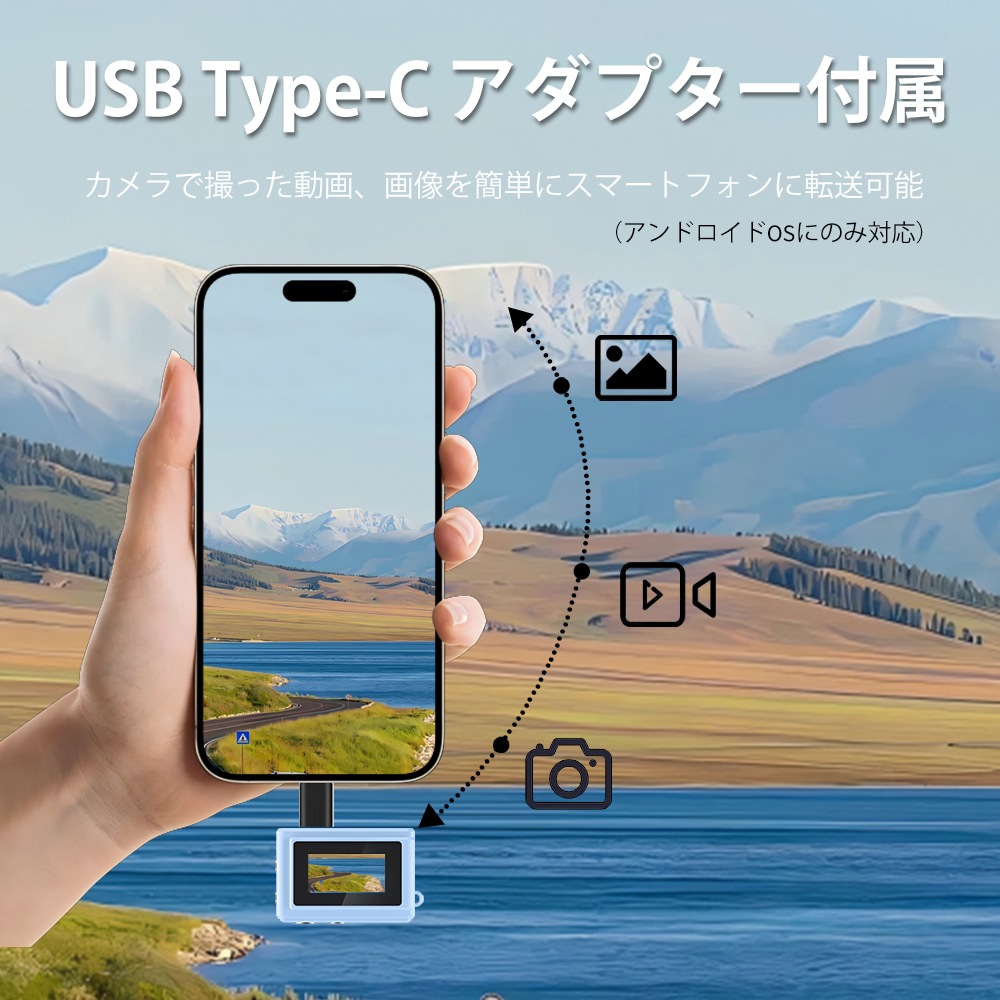 SAC CONNECT MINIカメラ SMC01-BL	( 約100万画素 CMOSセンサー 固定焦点 0.96インチ液晶画面 microSD対応 動画撮影 レトロモード 小型デジタルカメラ) ブルー
