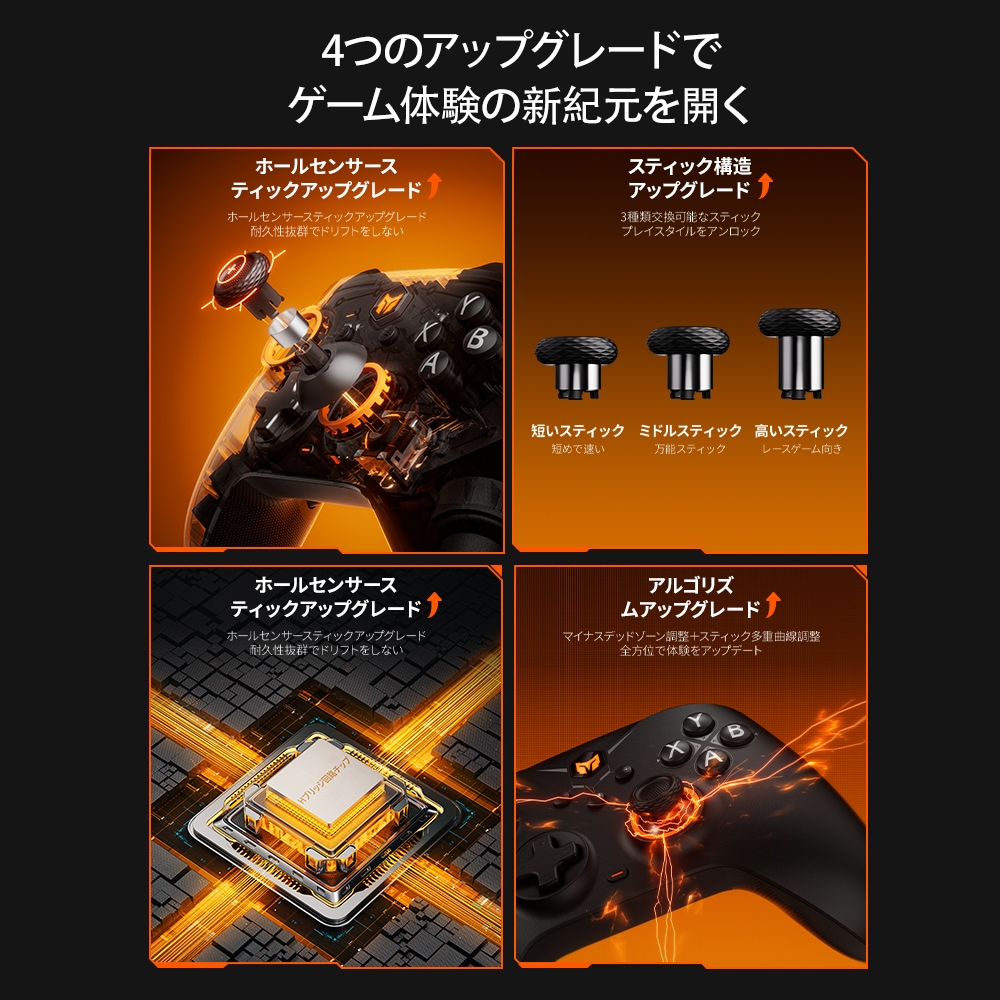 BIGBIG WON ビッグビッグウォン GALE Hall combo Black 無線 有線ゲームコントローラー ( Switch WindowsPC iPhone Android Bluetooth 2.4GHz USB-A ターボ マクロ ジャイロ 充電台つき 1年間保証 ) ブラック