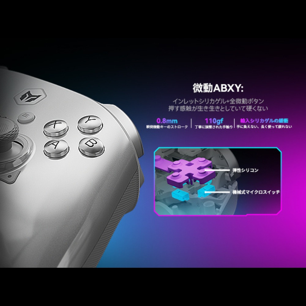 MOJHON モジョン BIGBIG WON ビッグビッグウォン RAINBOW3 無線 有線 ゲームコントローラー ( Switch1 Switch2 iPhone Andoroid Windows10 Windows11 Bluetooth 2.4GHz USB-A 静電容量式ジョイスティック ポーリングレート2000Hz (有線、USBドングル接続時) )