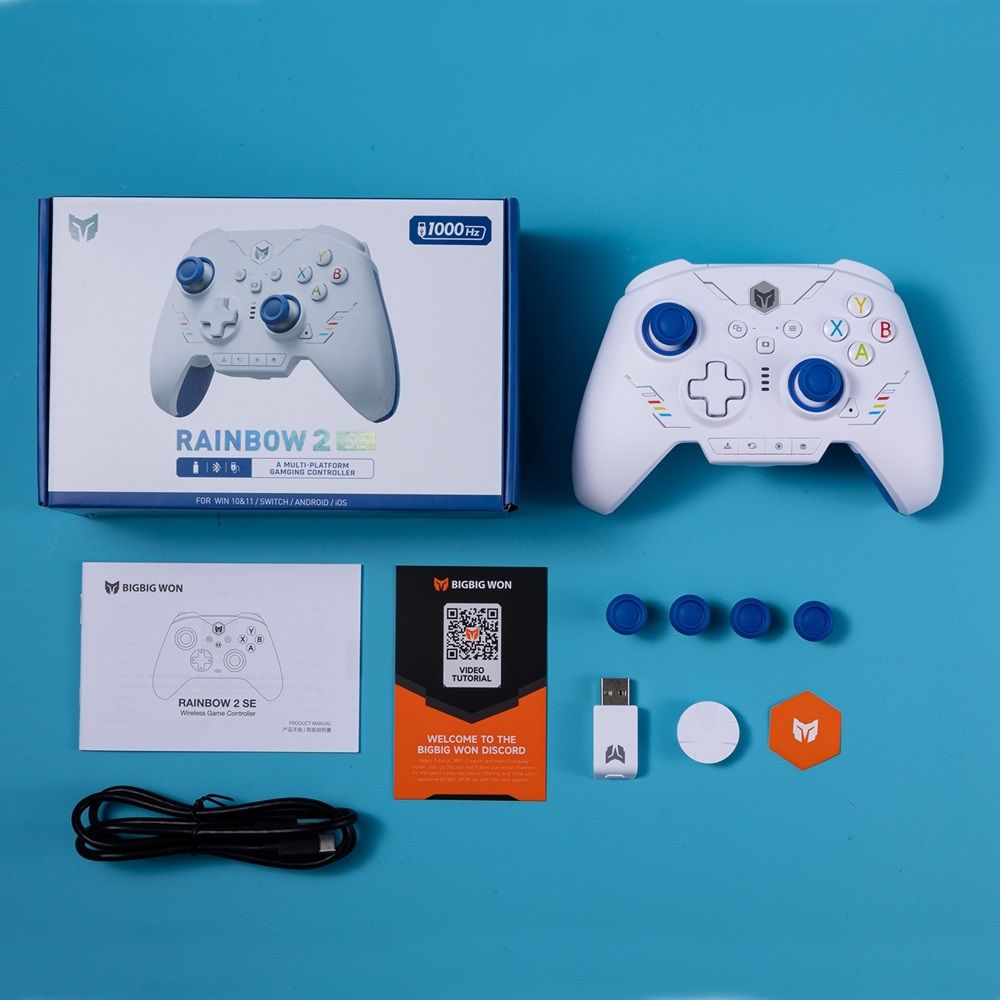 BIGBIG WON ビッグビッグウォン RAINBOW2 SE Blue 無線 有線 ゲームコントローラー ( Switch iPhone Andoroid Windows10 11 Bluetooth 2.4GHz USB-A ターボ マクロ ジャイロ ) ブルー