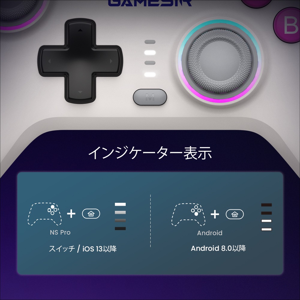 GameSir Nova Neon Teal 無線 有線ゲームコントローラー (Switch Windows PC iOS Android Bluetooth USB-C ジャイロ HD振動対応 ケース付 1年間保証)