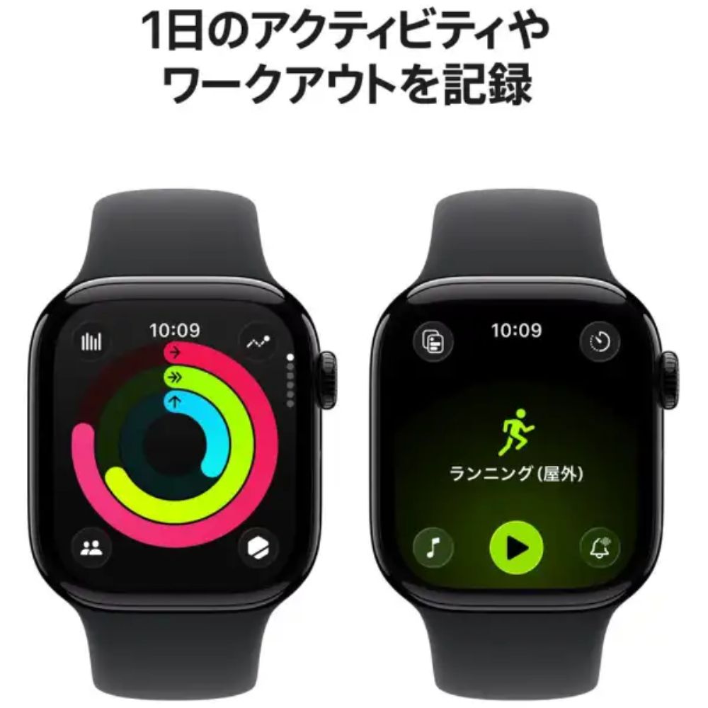 Apple Watch Series 11 GPSモデル 42mm MEQT4J/A (ジェットブラックアルミニウムケース ブラックスポーツバンド S/M付) 国内正規品
