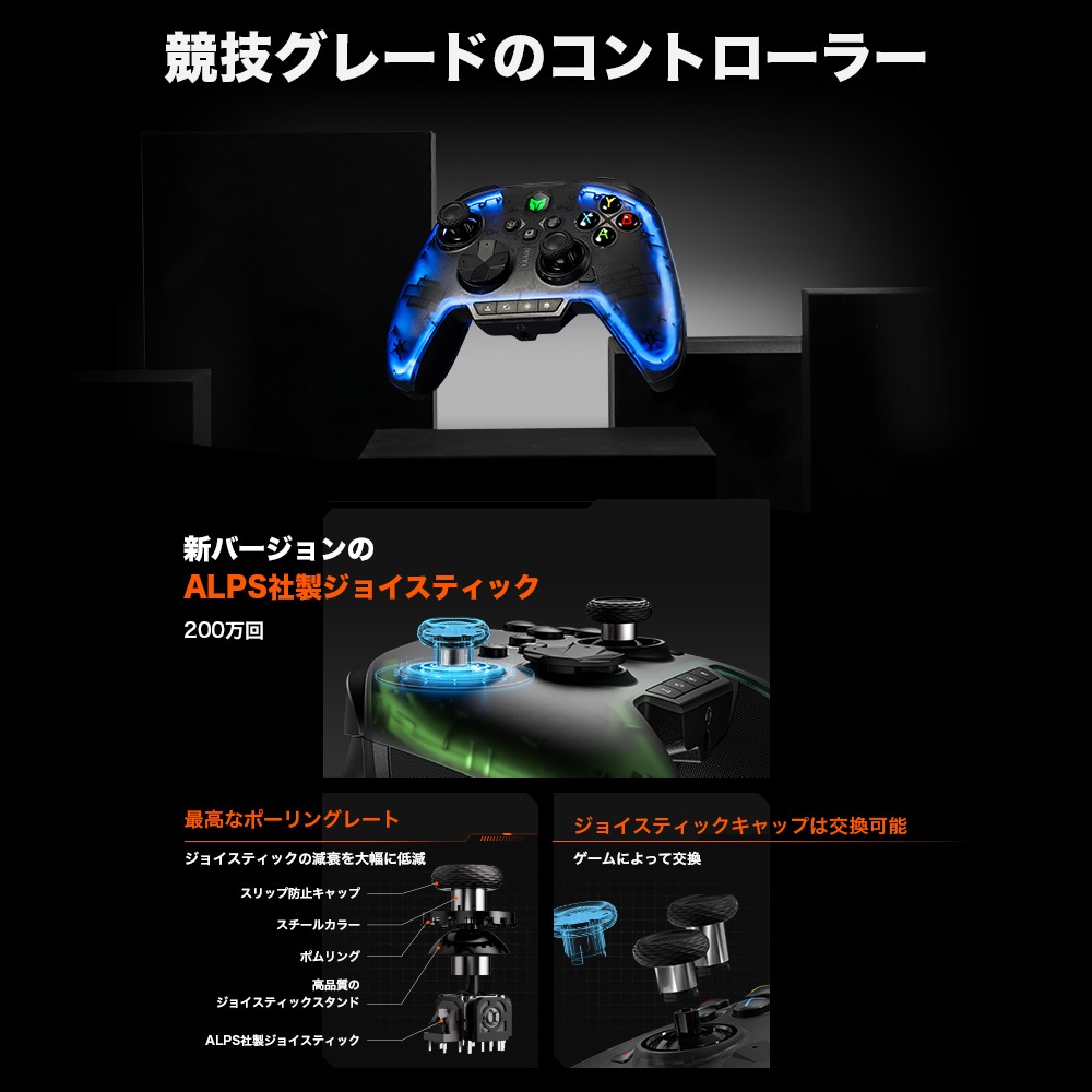 BIGBIG WON RAINBOW2 Pro combo 無線 有線ゲームコントローラー (Switch Windows PC iPhone Android Bluetooth 2.4GHz USB-C ターボ マクロ ジャイロ 1年間保証)