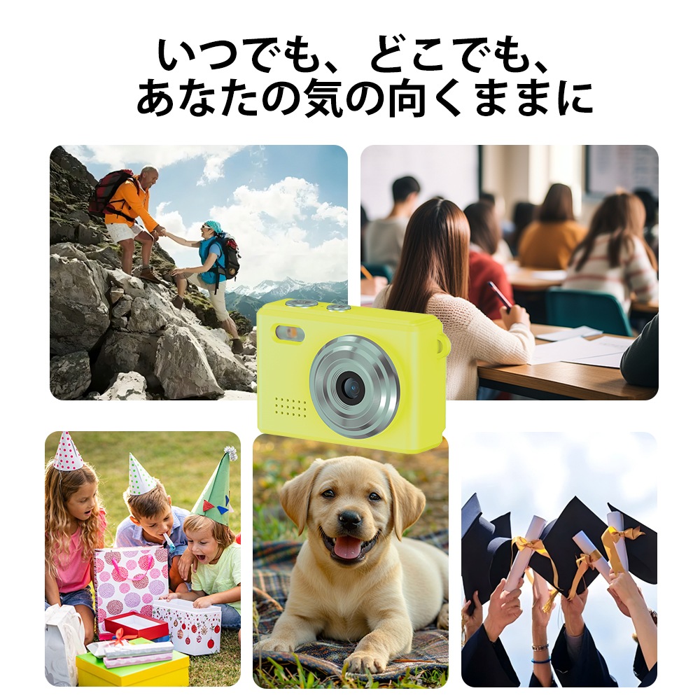 SAC CONNECT MINIカメラ SMC01-YEMSD32 ( 32GB microSDカードつき 約100万画素 CMOSセンサー 固定焦点 0.96インチ液晶画面 動画撮影 レトロモード 小型デジタルカメラ) イエロー