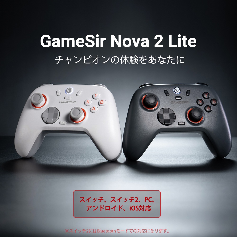 GameSir ゲームサー GameSir Nova2 Lite Gray 無線 有線ゲームコントローラー ( Switch Switch2 Windows PC iOS Android Bluetooth 2.4GHz USB-C マクロ ターボあり ジャイロなし 1年間保証 )