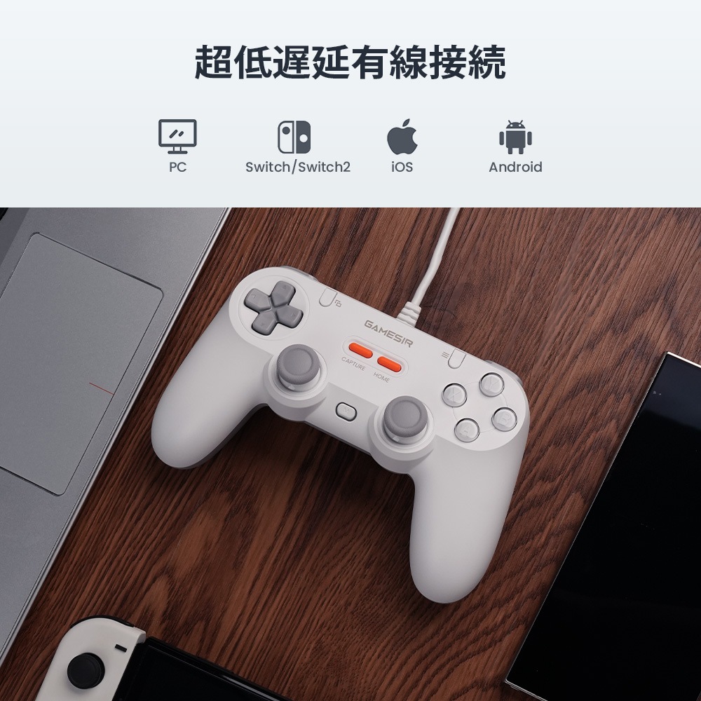 GameSir Tegenaria Lite Gray 有線 ゲームコントローラー ( Switch Switch2 Windows PC Android iOS 左右対称 メンブレン ターボ マクロ マッピング バイブレーションあり 1年間保証 )