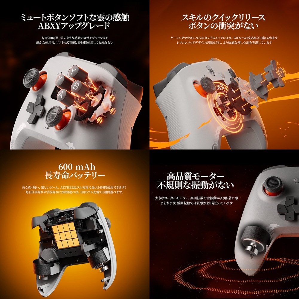 BIGBIG WON ビッグビッグウォン AETHER 無線 有線 液晶画面搭載 ゲームコントローラー ( Switch iPhone Andoroidスマホ Windows10 11 PC Bluetooth 2.4GHz USB-A ターボ Xinput )