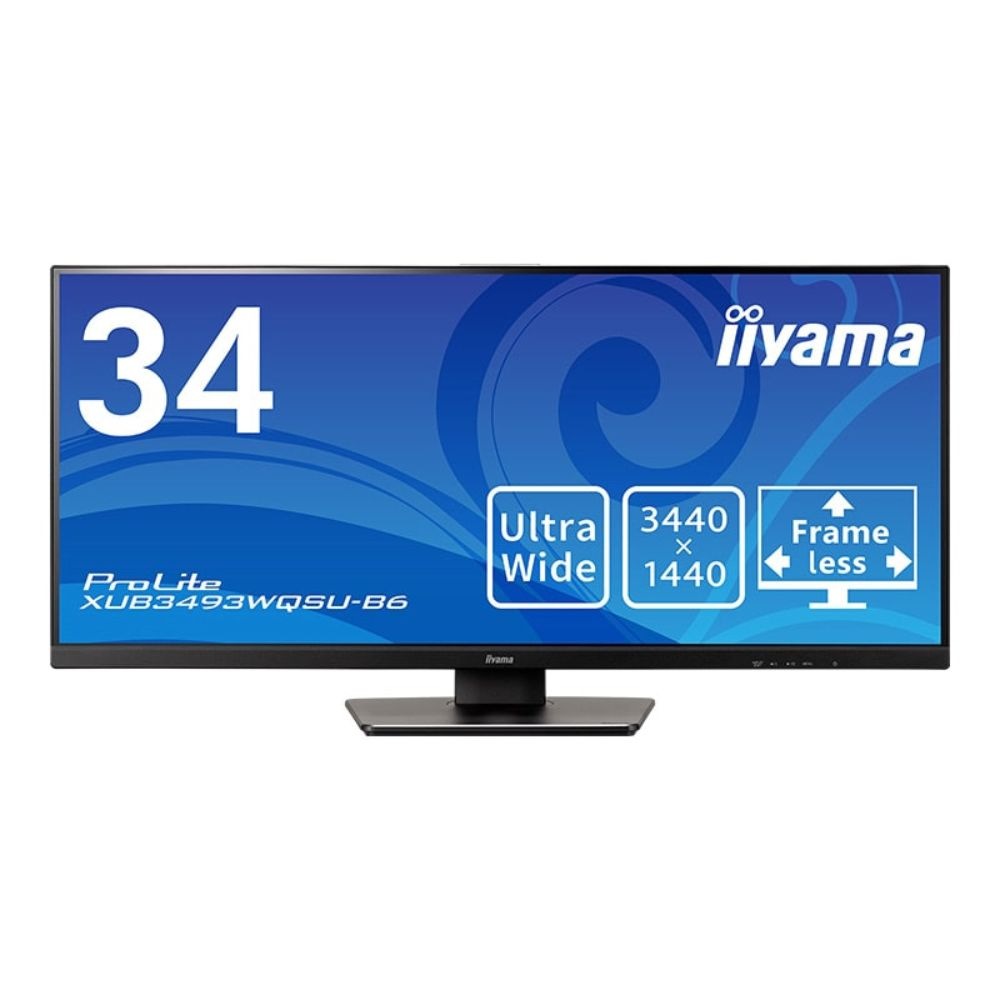 iiyama イイヤマ モニター ディスプレイ ProLite XUB3493WQSU-B6(34型ワイド ケーブル付属 IPS UWQHD HDMI DisplayPort ブラック 昇降)