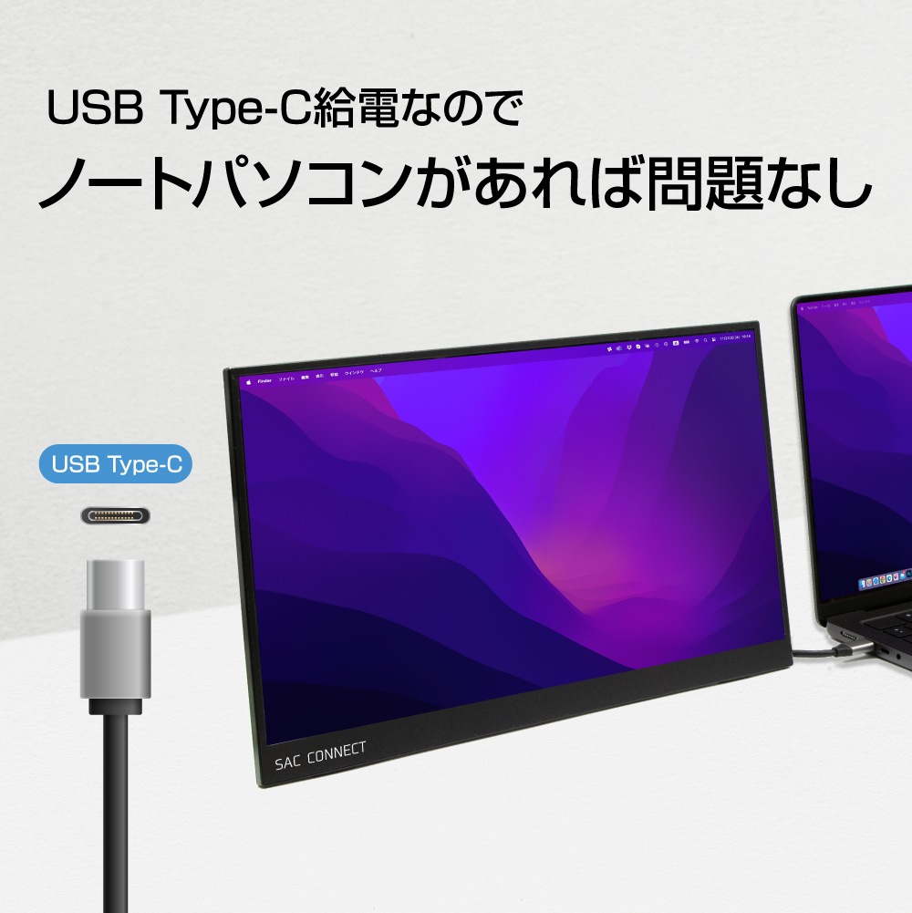 SAC CONNECT ポータブル LCD モニター SPMFHD156 ( 15.6型 フルHD 非光沢 IPS Mini HDMI USB Type-C 内臓スピーカー カバー付 )