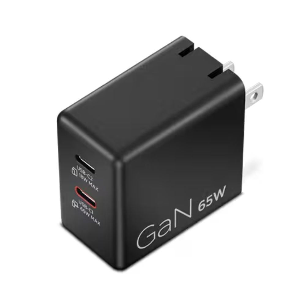 Lenovo レノボ 65W デュアルUSB Type-C GaN ACアダプター 40AW065BUS ( 充電器 軽量 窒素ガリウム 発熱しにくい 小型 ) ブラック