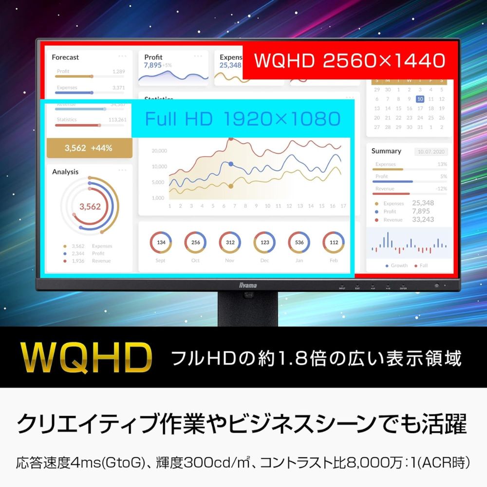 iiyama イイヤマ モニター ProLite XUB2493QSU-B5 ( 23.8型 WQHD 非光沢 IPS DisplayPort HDMI チルト 昇降 ピボット スウィーベル 内臓スピーカー Vesa 3年間保証 )