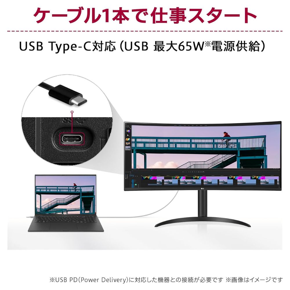 LG モニター UltraWide 21:9 ウルトラワイド モニター 34WR55QK-B ( 34型 UWQHD VA 非光沢 曲面型 DisplayPort HDMI USB Type-C チルト 高さ調整 Vesa 3年間保証 )