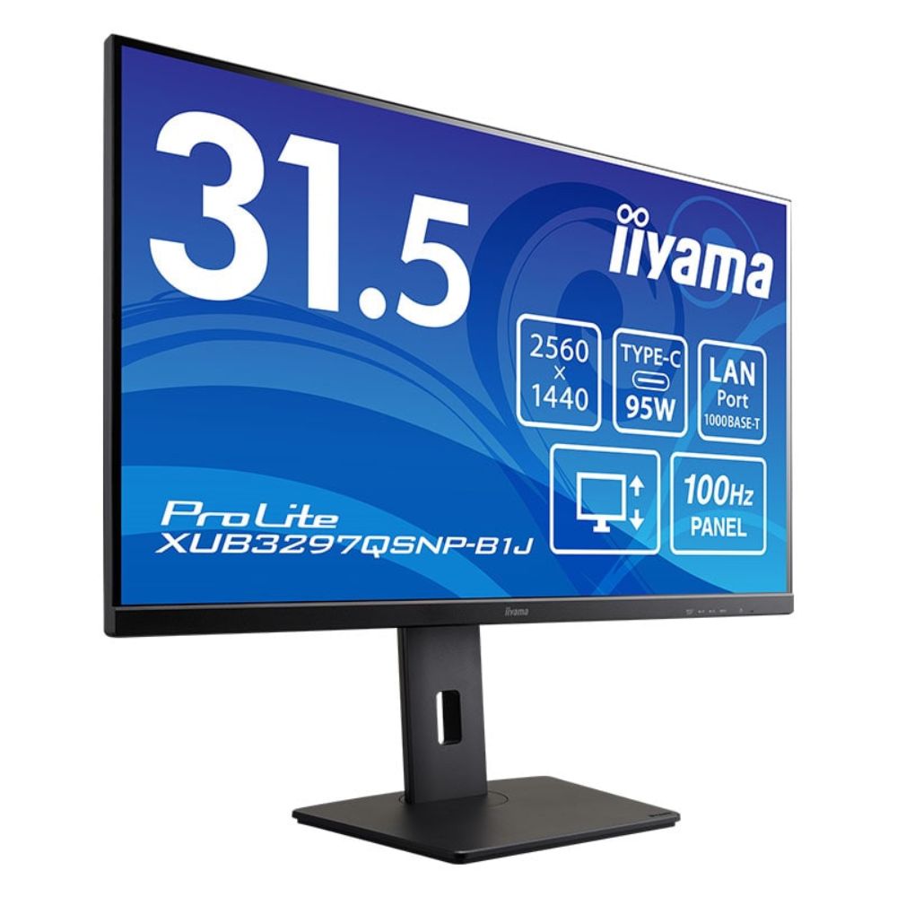 iiyama イイヤマ モニター ディスプレイ ProLite XUB3297QSNP-B1J(31.5型ワイド ケーブル付属 IPS WQHD HDMI USB-C DP 昇降機能 スイベル チルト)ブラック