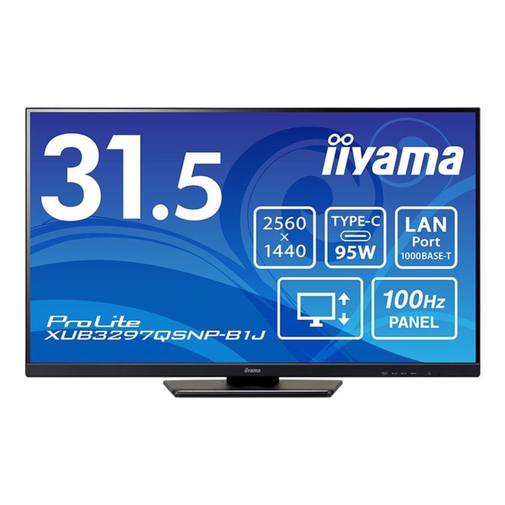 iiyama イイヤマ モニター ディスプレイ ProLite XUB3297QSNP-B1J(31.5型ワイド ケーブル付属 IPS WQHD HDMI USB-C DP 昇降機能 スイベル チルト)ブラック