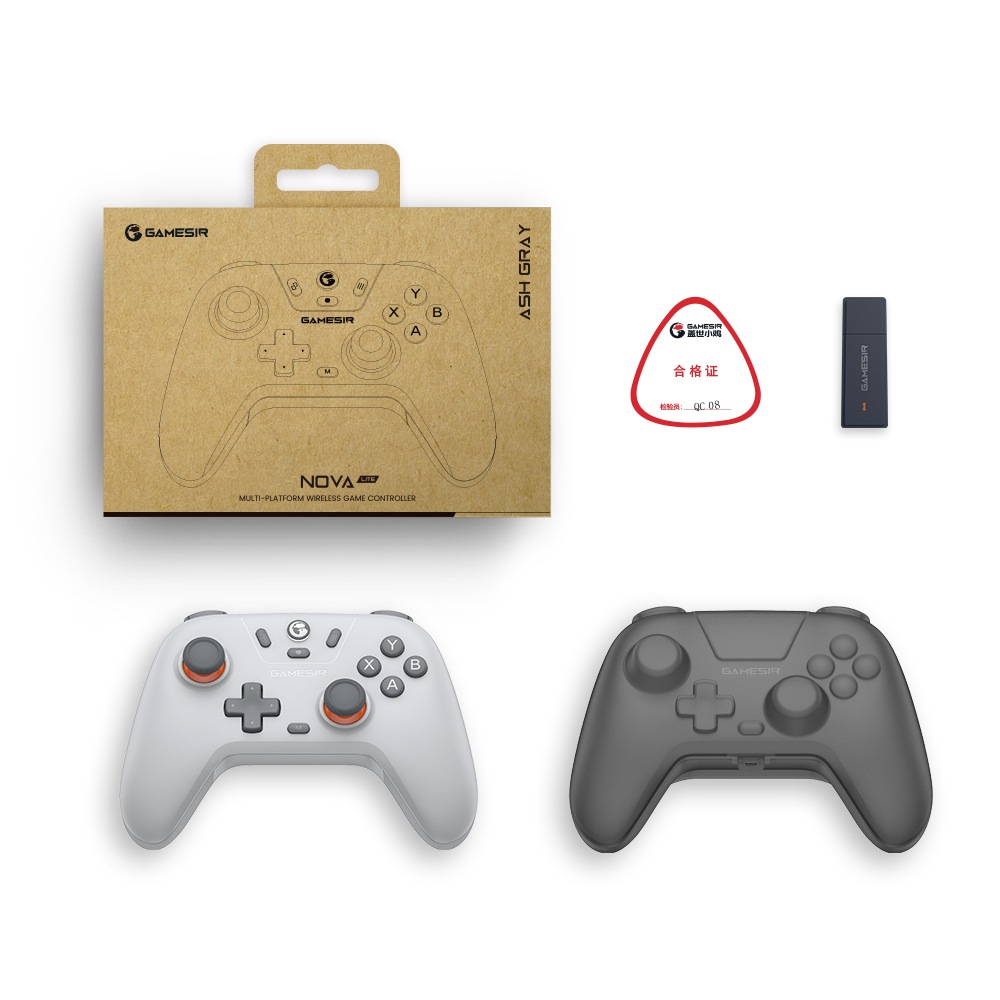 GameSir Nova Lite Ash Gray 無線/有線ゲームコントローラー (Switch Windows PC iOS Android XBOXレイアウト メンブレン ターボ 1年間保証) アッシュグレー
