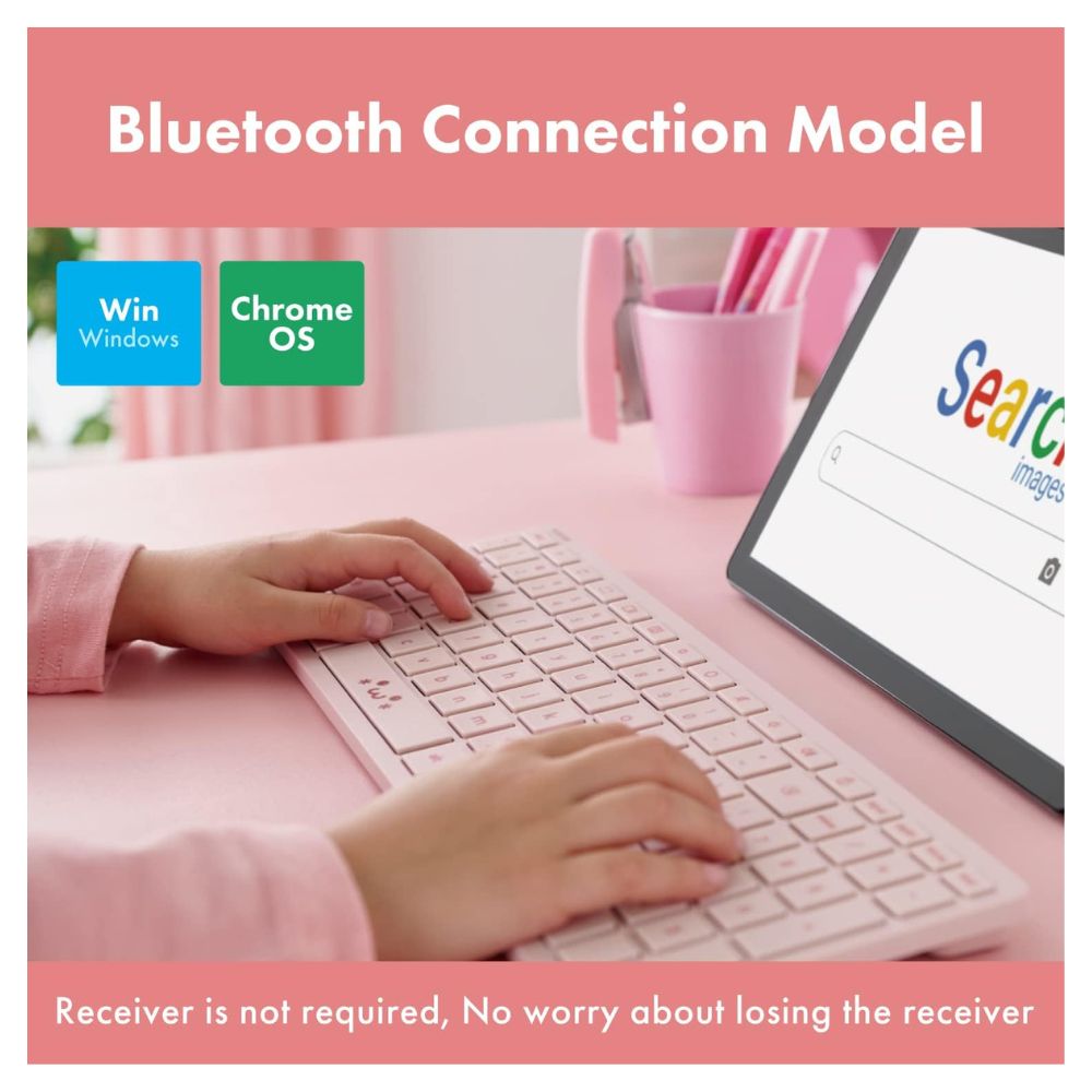 ELECOM エレコム Works With Chromebook 認証 無線 Bluetooth キーボード TK-CB03BPPF-EN ( US配列 Chrome OS テンキー ホットキーあり パンタグラフ ) ピンクフェイス