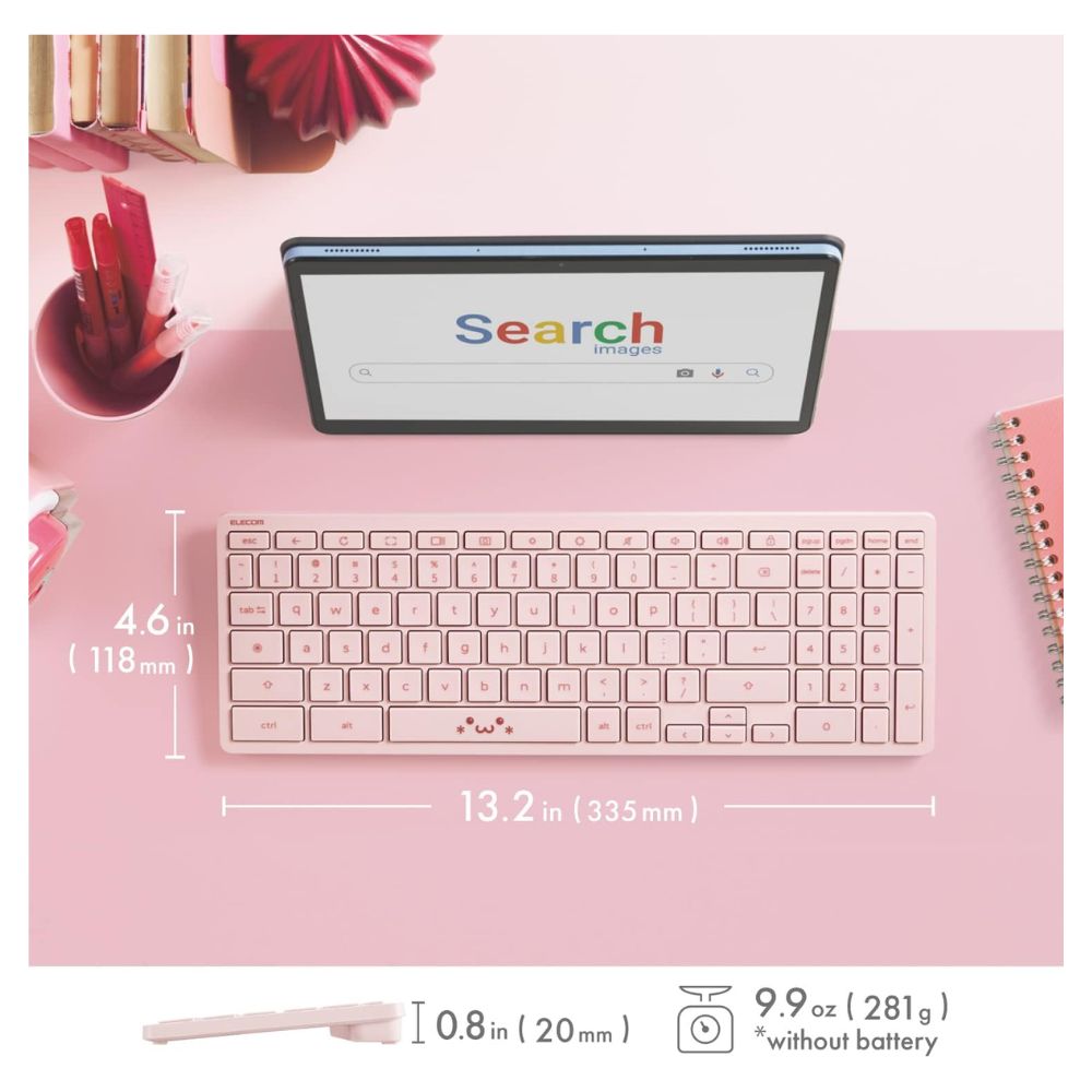 ELECOM エレコム Works With Chromebook 認証 無線 Bluetooth キーボード TK-CB03BPPF-EN ( US配列 Chrome OS テンキー ホットキーあり パンタグラフ ) ピンクフェイス