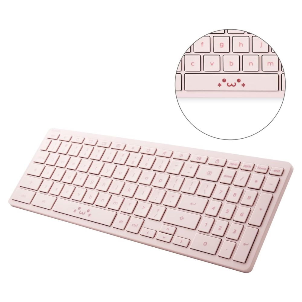 ELECOM エレコム Works With Chromebook 認証 無線 Bluetooth キーボード TK-CB03BPPF-EN ( US配列 Chrome OS テンキー ホットキーあり パンタグラフ ) ピンクフェイス