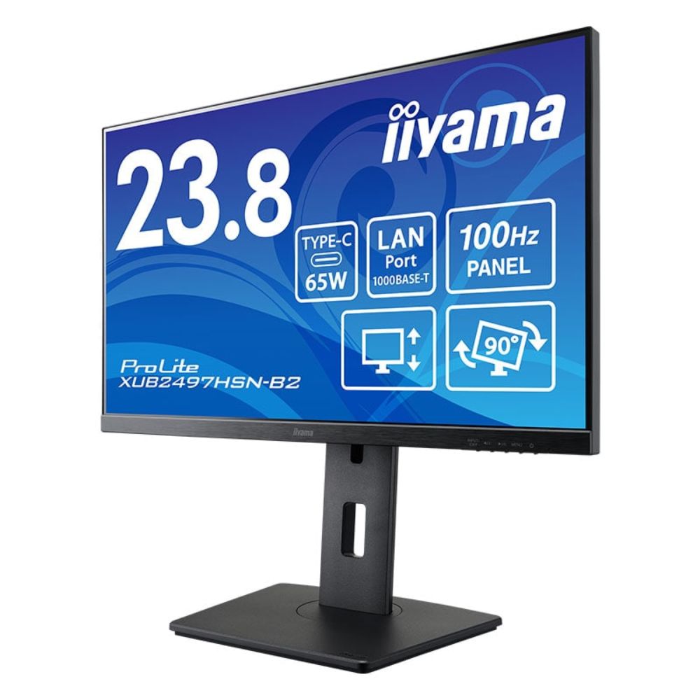 iiyama イイヤマ モニター ProLite XUB2497HSN-B2 ( 23.8型 FHD 非光沢 DisplayPort HDMI USB-C 有線LAN 昇降 チルト ピボット スイベル 内臓スピーカー VESA 3年間保証 )