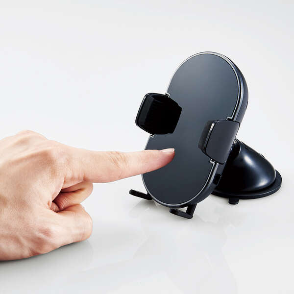 ELECOM エレコム センサー付きQi充電式車載ホルダー(コンパクト）ワイヤレス充電器 W-QC07BK ブラック