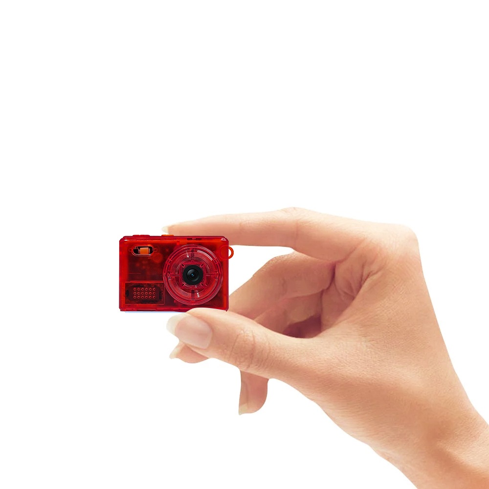 SAC CONNECT MINIカメラ SMC01-TRDMSD32 ( 32GB microSDカードつき 約100万画素 CMOSセンサー 固定焦点 0.96インチ液晶画面 動画撮影 レトロモード 小型デジタルカメラ) クリアレッド