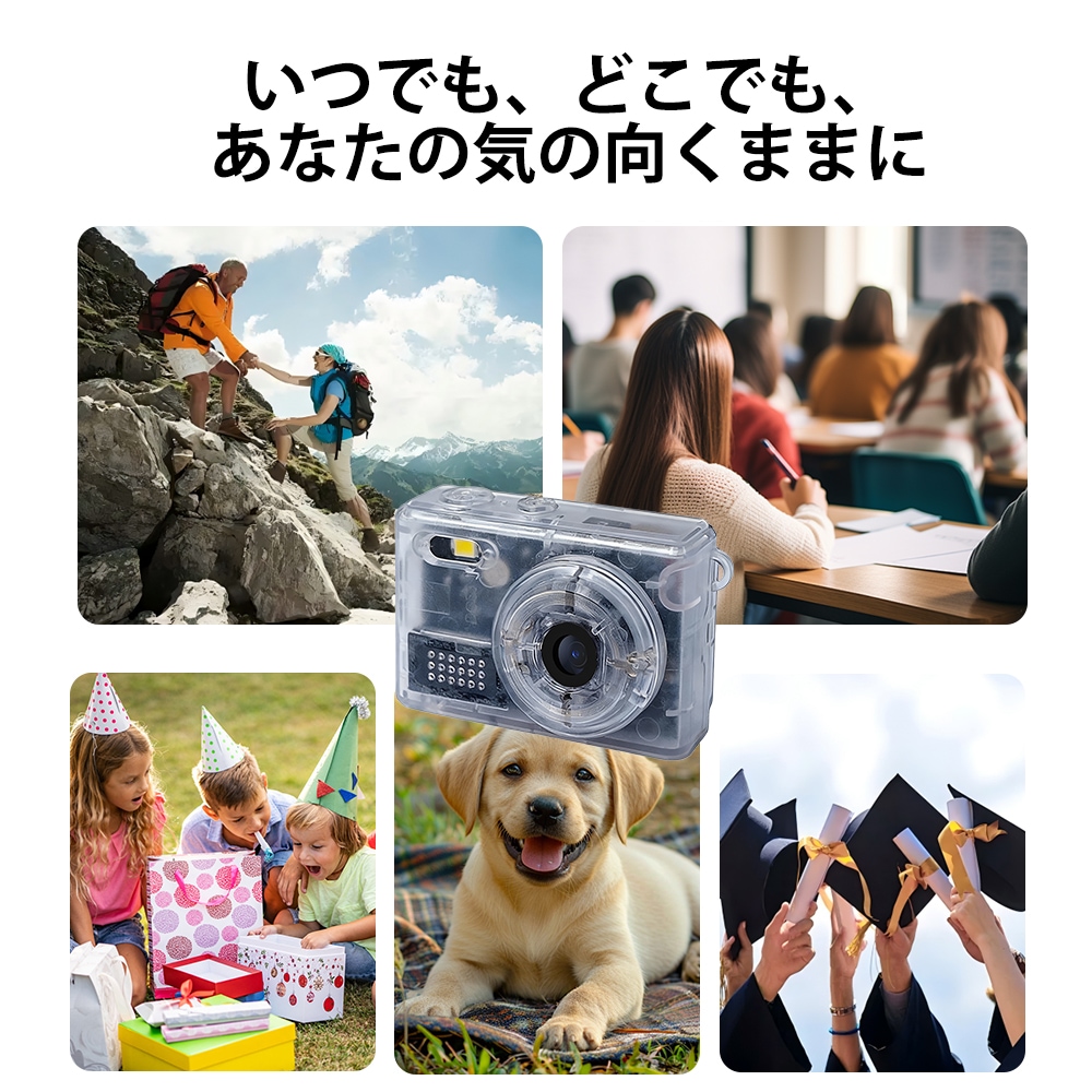 SAC CONNECT MINIカメラ SMC01-TWH ( 約100万画素 CMOSセンサー 固定焦点 0.96インチ液晶画面 microSD対応 動画撮影 レトロモード 小型デジタルカメラ ) クリアホワイト