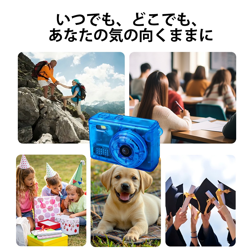 SAC CONNECT MINIカメラ SMC01-TBLMSD32 ( 32GB microSDカードつき 約100万画素 CMOSセンサー 固定焦点 0.96インチ液晶画面 動画撮影 レトロモード 小型デジタルカメラ) クリアブルー