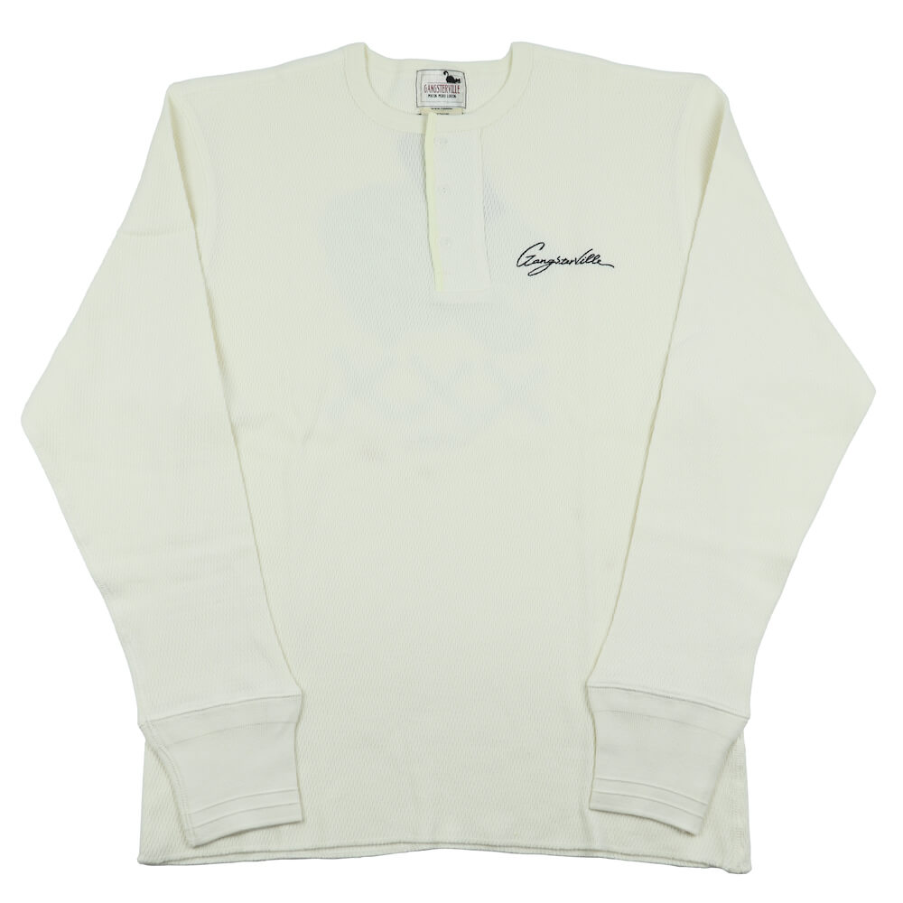 ギャングスタービル ヘンリーネック ワッフル 長袖 Tシャツ ロンT