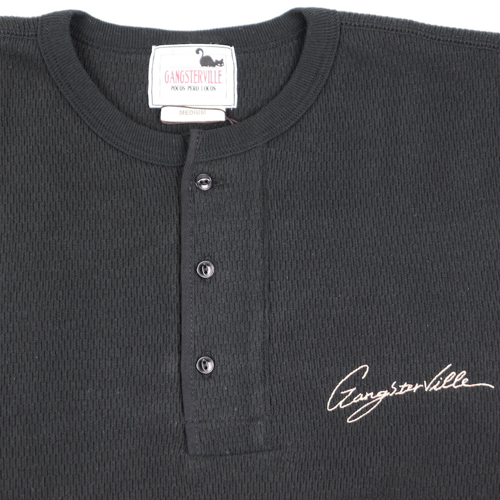 ギャングスタービル ヘンリーネック ワッフル 長袖 Tシャツ ロンT
