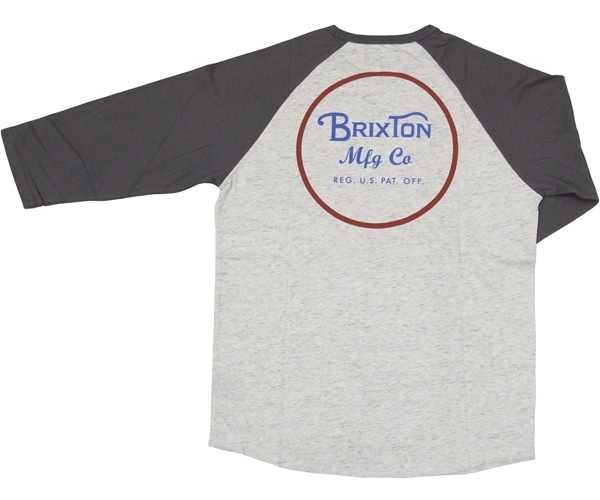 BRIXTON 5003 ブリクストン Tシャツ ラグラン 七分丈 灰 Wheeler BRIXTON 5003 ブリクストン Tシャツ ラグラン 七分丈 灰 Wheeler