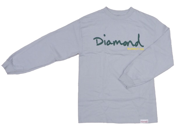 【ロングスリーブ スケートボード ダイアモンド】Diamond OG Script L/S Grey