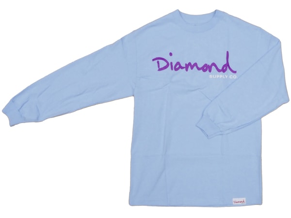 【ロングスリーブ スケートボード ダイアモンド】Diamond OG Script L/S LtBlue