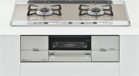 リンナイ　ビルトインガスコンロ　ユーディア・エフ　レンジフード連動タイプ　ワイド幅75cmタイプ　RHS721W26S13RVR　都市ガス12A13A　強火力：右　ガラストップ：ミストシルバー　前面パ