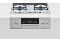 リンナイ　ビルトインガスコンロ　ユーディア・エフ　標準幅60cmタイプ　RS21W26K12RVL　プロパンガスLPG　強火力：左　パールクリスタル：ライトグレー　前面パネル：シルバー　ごとく：ホーロ