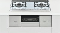 リンナイ　ビルトインガスコンロ　ユーディア・エフ　標準幅60cmタイプ　RS21W26K12RVR　都市ガス12A13A　強火力：右　パールクリスタル：ライトグレー　前面パネル：シルバー　ごとく：ホー