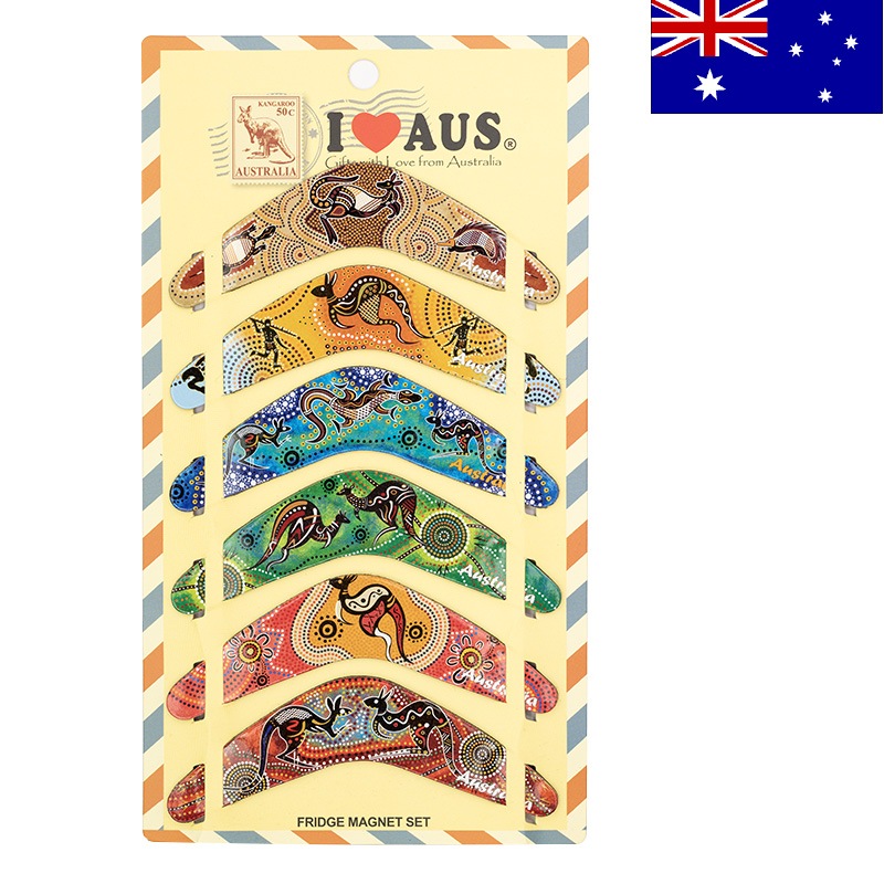 アボリジニブーメラン型マグネット 6個セット 10cm 磁石 かわいい