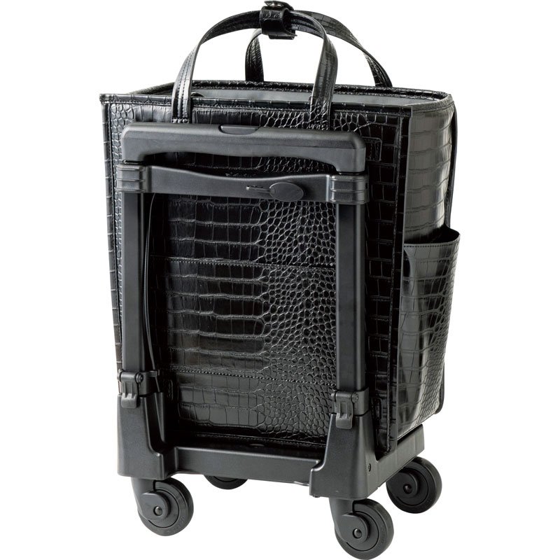 SWANY スワニー キャリーバッグ クロコ型押し 4輪 ブラック