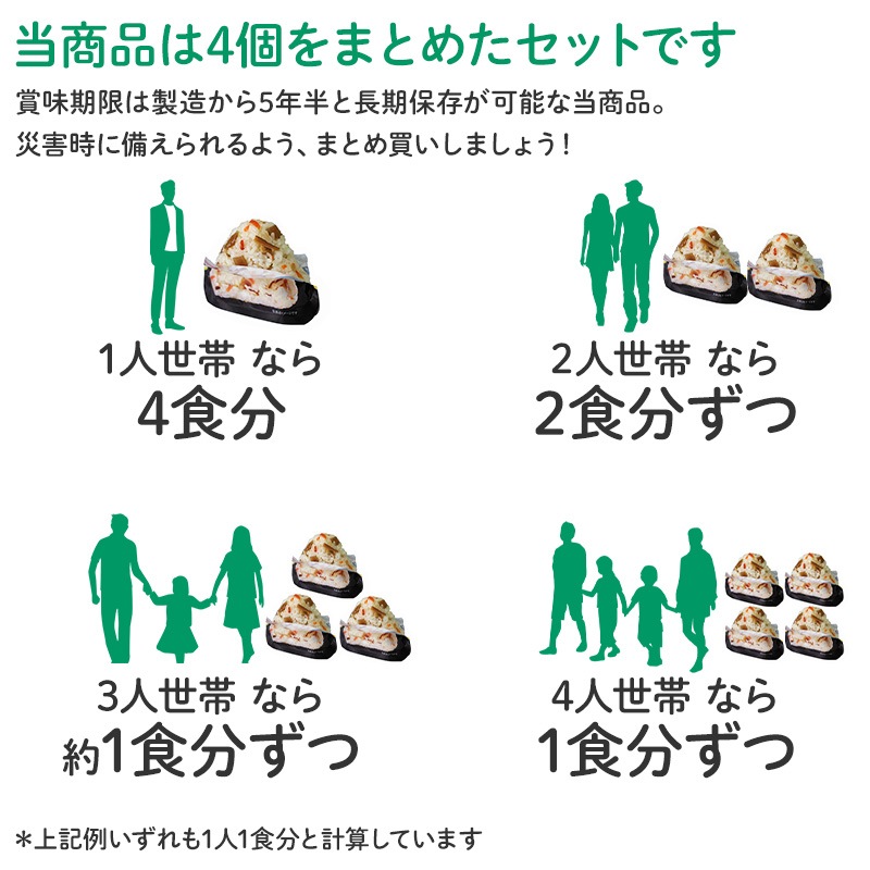 お試し4食セット 尾西食品 携帯おにぎり 4種類各1袋 非常食 食べ比べ