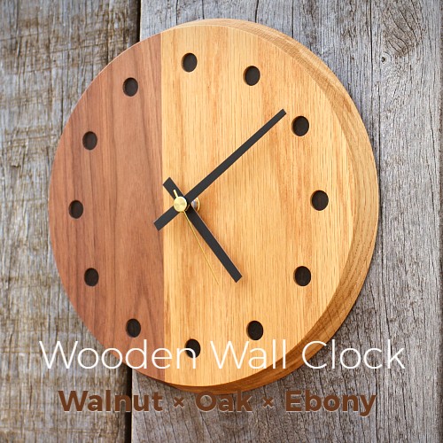 壁掛け時計　Walnut×Oak
