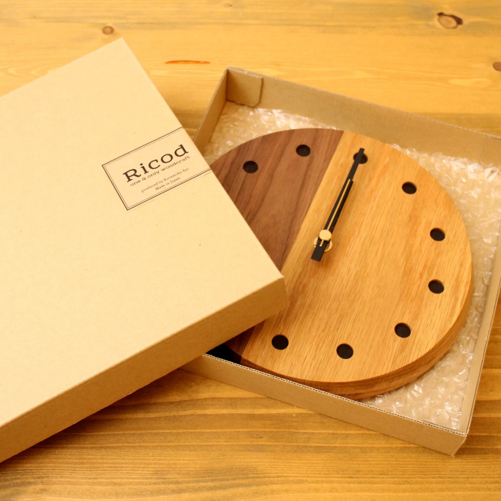 壁掛け時計　Walnut×Oak