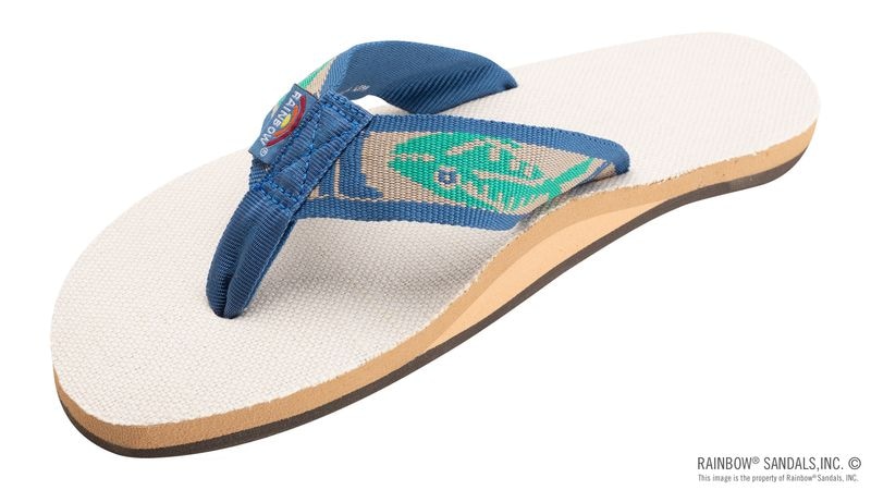 RAINBOW SANDALS ☆ ストラップ付きシングルレイヤーヘンプ FISH STRAP - HEMP(NATURAL LT.GREEN) | RAINBOW SANDALS