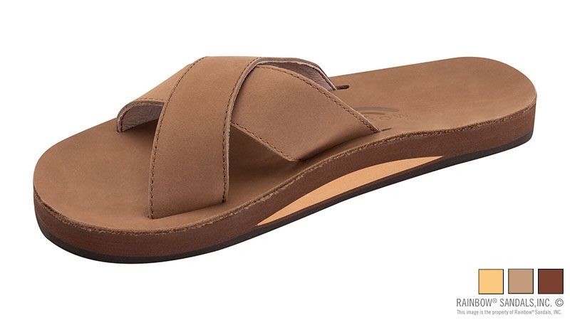 The Xslide - Single Layer Cross Strap Flat Stitch | RAINBOW SANDALS