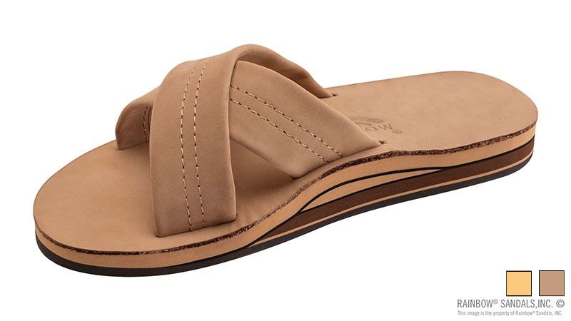 The Xslide - Double Layer Cross Strap Rolled Stitch