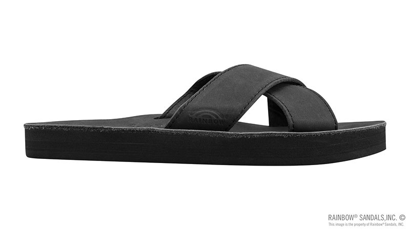 超美品 RAINBOW ブラック フリップフロップ サンダル THE XSLIDE - SINGLE LAYER CROSS STRAP FLAT STITCH | RAINBOW