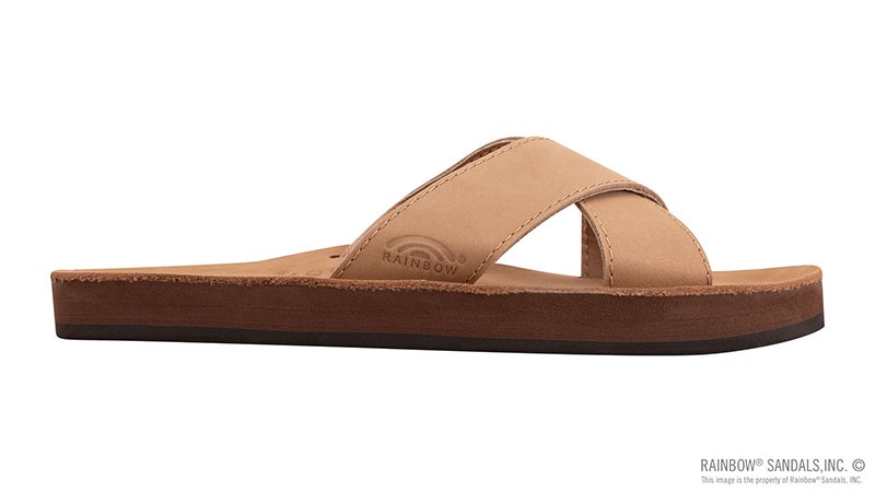 THE XSLIDE - SINGLE LAYER CROSS STRAP FLAT STITCH | RAINBOW SANDALS