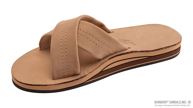 THE XSLIDE - DOUBLE LAYER CROSS STRAP ROLLED STITCH